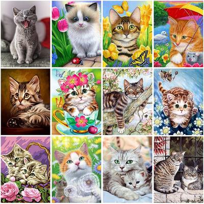 Fai da te gatto 5D pittura diamante pieno e rotondo mosaico in resina animale diamante ricamo punto croce kit arte della parete decorazioni per la casa