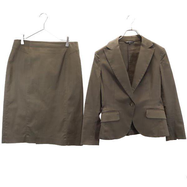 23ku Linen Blend Skirt suit Setup Upper 40/Lower 44 Khaki Women Used