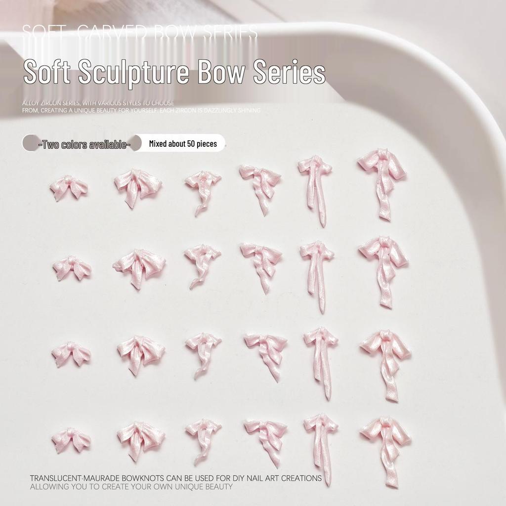 3D White Sculpted Butterfly Bow Nail Art Decoration