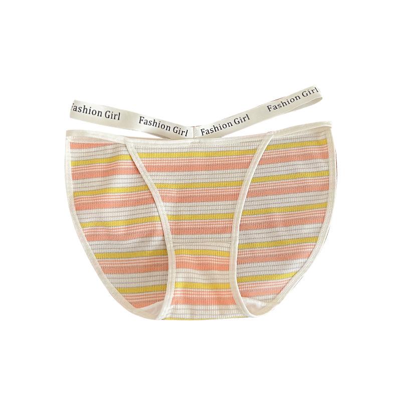 Women's Underwear Waist Cutout Underwear Women's Briefs Stripe Patchwork Thin  Antibacterial Panties
