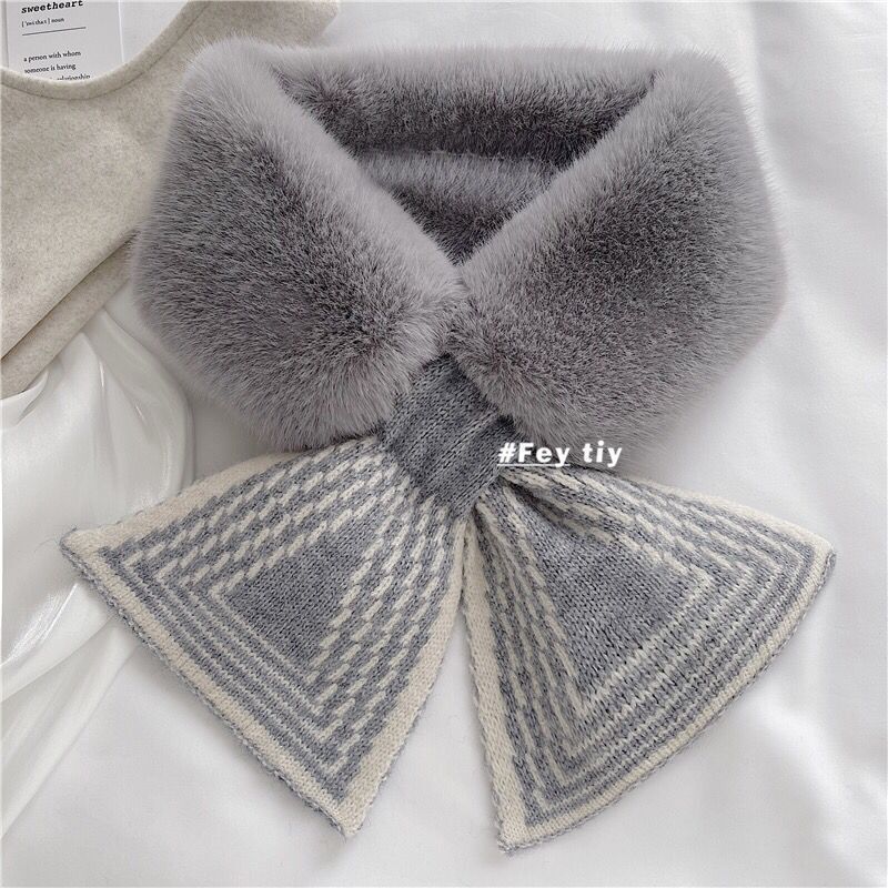 1Pc Scarf Women'S Autumn And Winter Ins Versatile Korean Version Plush Scarf, Striped Thickened Warm Neck Fur Collar