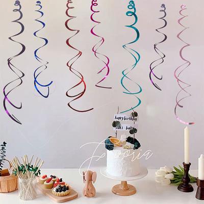 6 stücke Spirale Anhänger Schlenker Wirbelt Metallic Decke Hängen Luftschlangen Ornament Weihnachten Hochzeit Geburtstag Luftballons Dekorationen