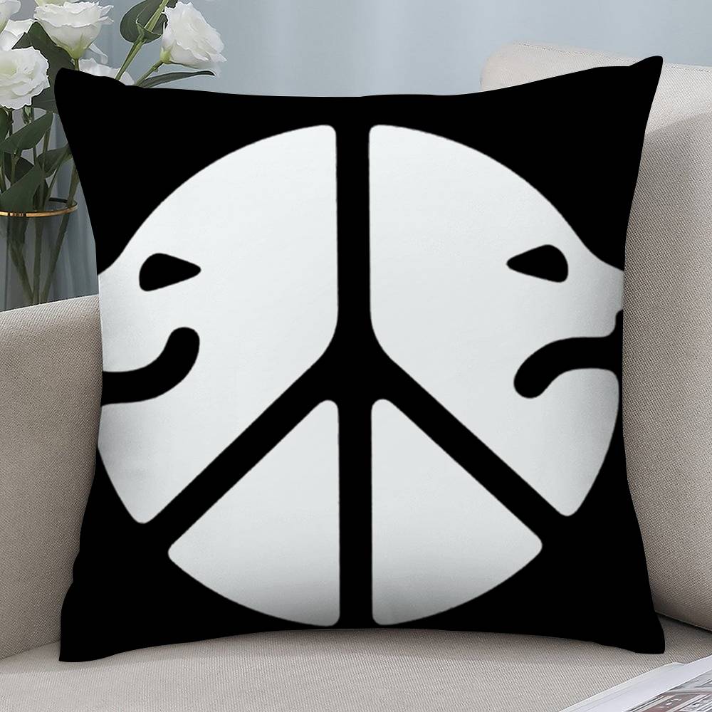 Black Peace Pillow Case Short plush Double-sided Print Square Throw Pillow Covers Sofa Home Cushion Decor