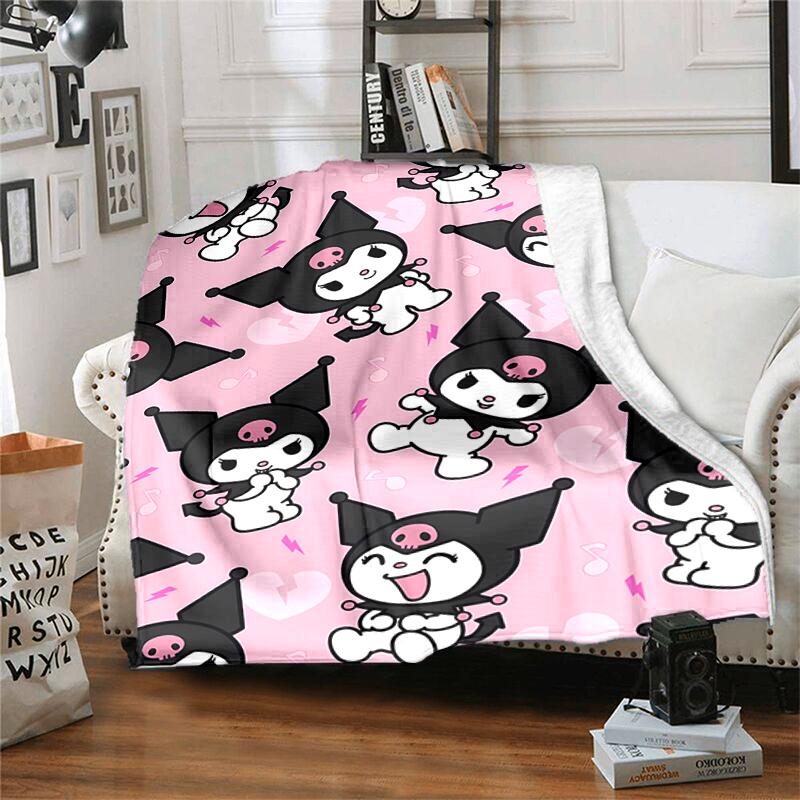 1pc Blanket Sanrio Kuromi2 Print Design, Lightweight Blanket for Sofa, Bed- Soft &Warm, Gift for All Seasons Like Christmas, Halloween