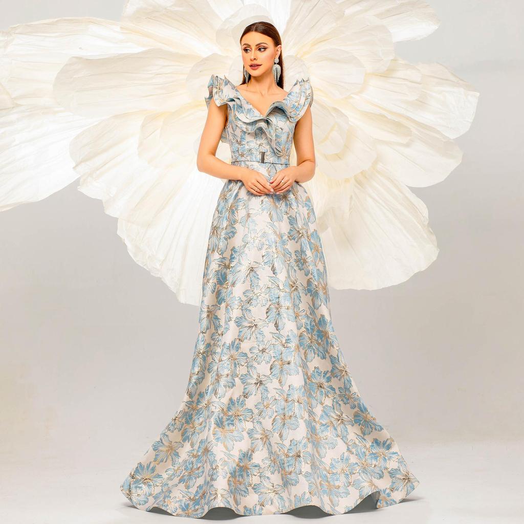 Europäisches & Amerikanisches High-End ärmelloses Abendkleid mit V-Ausschnitt für Damen