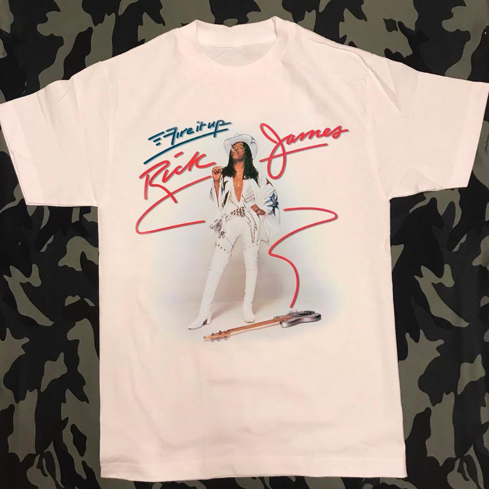 Rick James Fire It Up Guitar in white Unisex TShirt Full Size BL2.280 Unisex T-Shirt XL