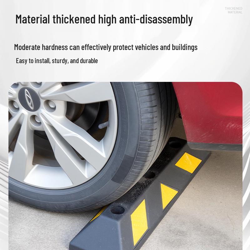 Rubber Plastic Wheel Stopper with Nails - Parking Lot & Garage Positioner