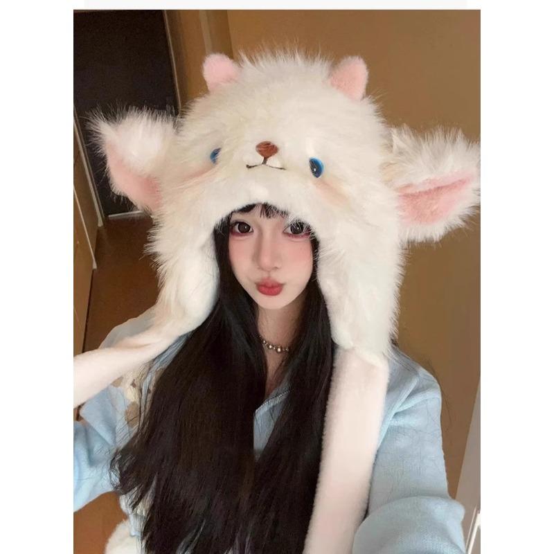 Verdickte Plüsch-Fuchsöhren-Mütze, Schal integriert Herbst und Winter kalt und warm Lei Feng-Mütze