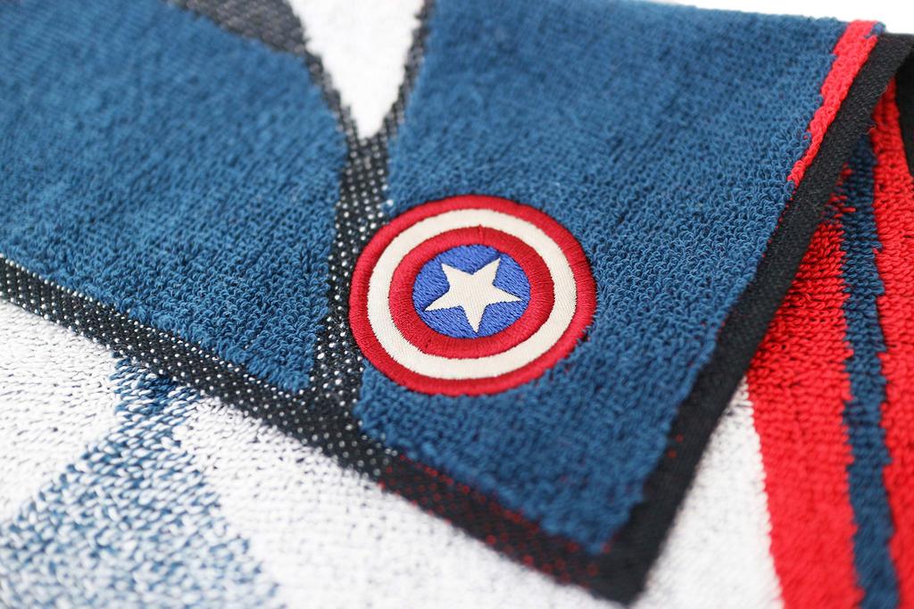 Marushin Marvel Captain America Hand Mark and Shield Product 2505020300 Towel, 25x25cm, Appliqué Embroidery, Number