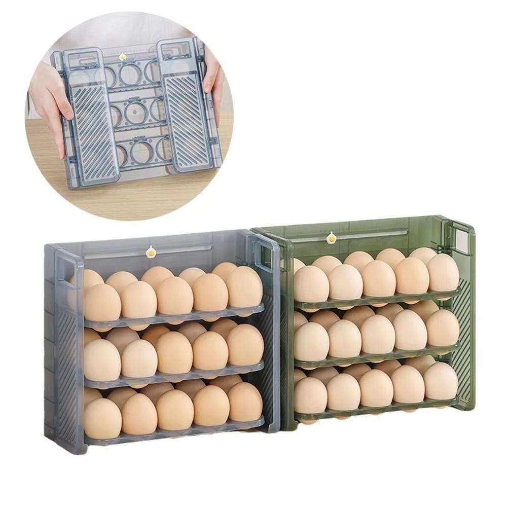 

3 Tiers Refrigerator Egg Holder Transparent Egg Organiser Egg Dispenser Kitchen Supplies сірий