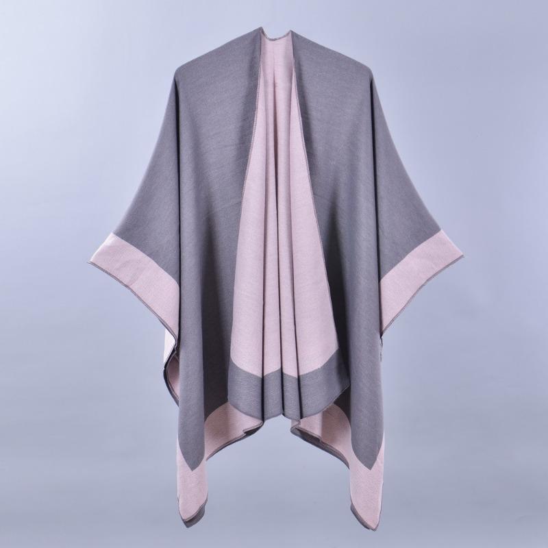 New Women's Spring Scarf Shawl Fashion Versatile Solid Color Four Seasons Imitation Cashmere Split Cape