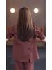 Plus Size Women's Two-Piece Suit: Wide-Leg Trousers & Blazer – Korean Style Loose Casual Set for Spring & Autumn.
