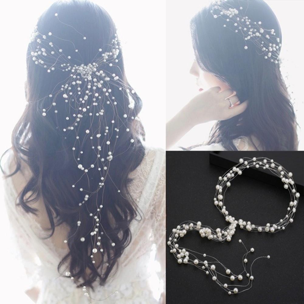 Imitation Pearl Fairy Hair Band Handmade Bridal Headdress Elegant Pearl Headdress Hair Accessories