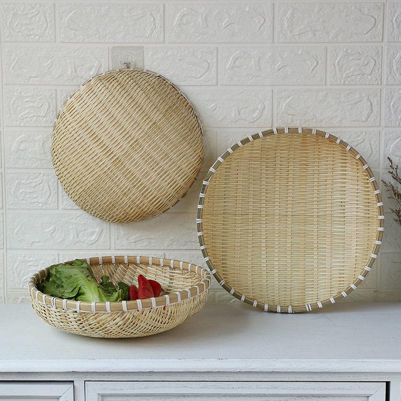 Handwoven Bamboo Winnowing and Storage Basket – Round Basket for Steamed Buns, Fruits, Vegetables, and Draining.