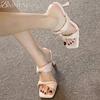 Fashion Designer New Women High Heels Slippers Square Toe Heeled Shoes Fashion Sandals Summer 2025 Sexy Dress Party Woman Brand Pumps