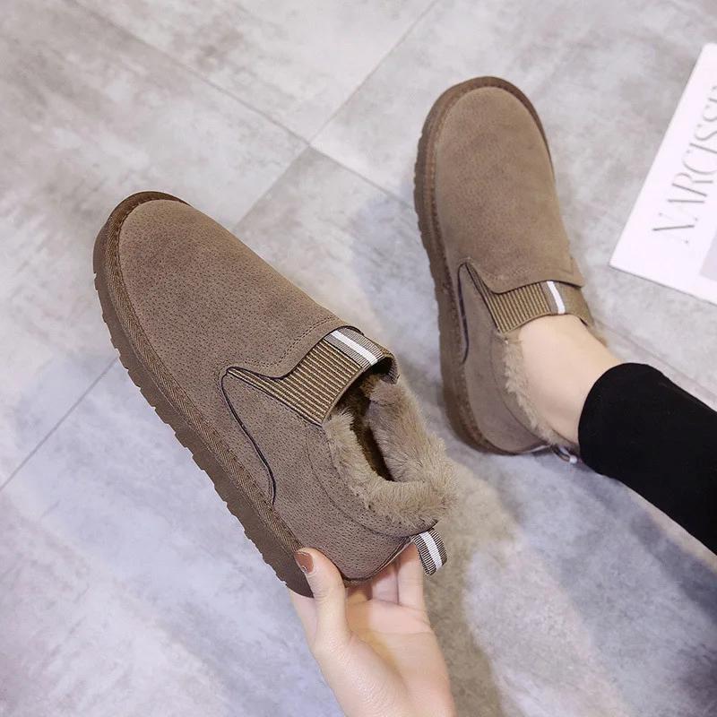 Women's Ankle Snow Boots  2024 Winter New Anti Slip-ON with Plush Thick Sole Student Cotton Shoes Platform Boots