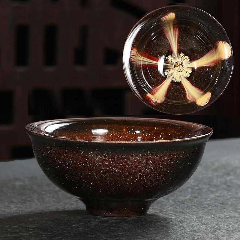 Ručně vyráběný kameninový čajový šálek v japonském stylu, změna glazury v peci, černý, malý, jeden šálek, miska na čaj Puer, starobylý meditační šálek, čajová souprava Kung Fu