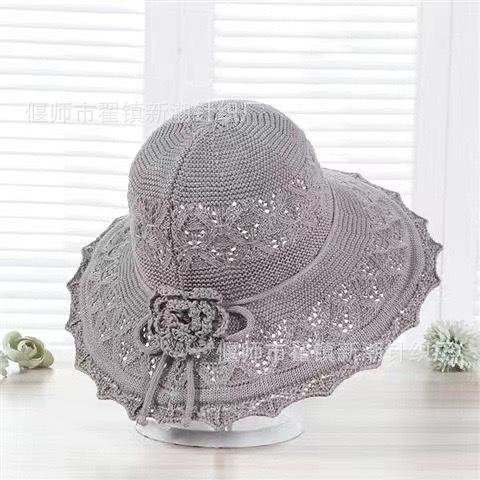 New Summer Women's Big-brimmed Sun Hat Hollow Sunscreen Sun Hat Flower Decoration Breathable Cool Hat