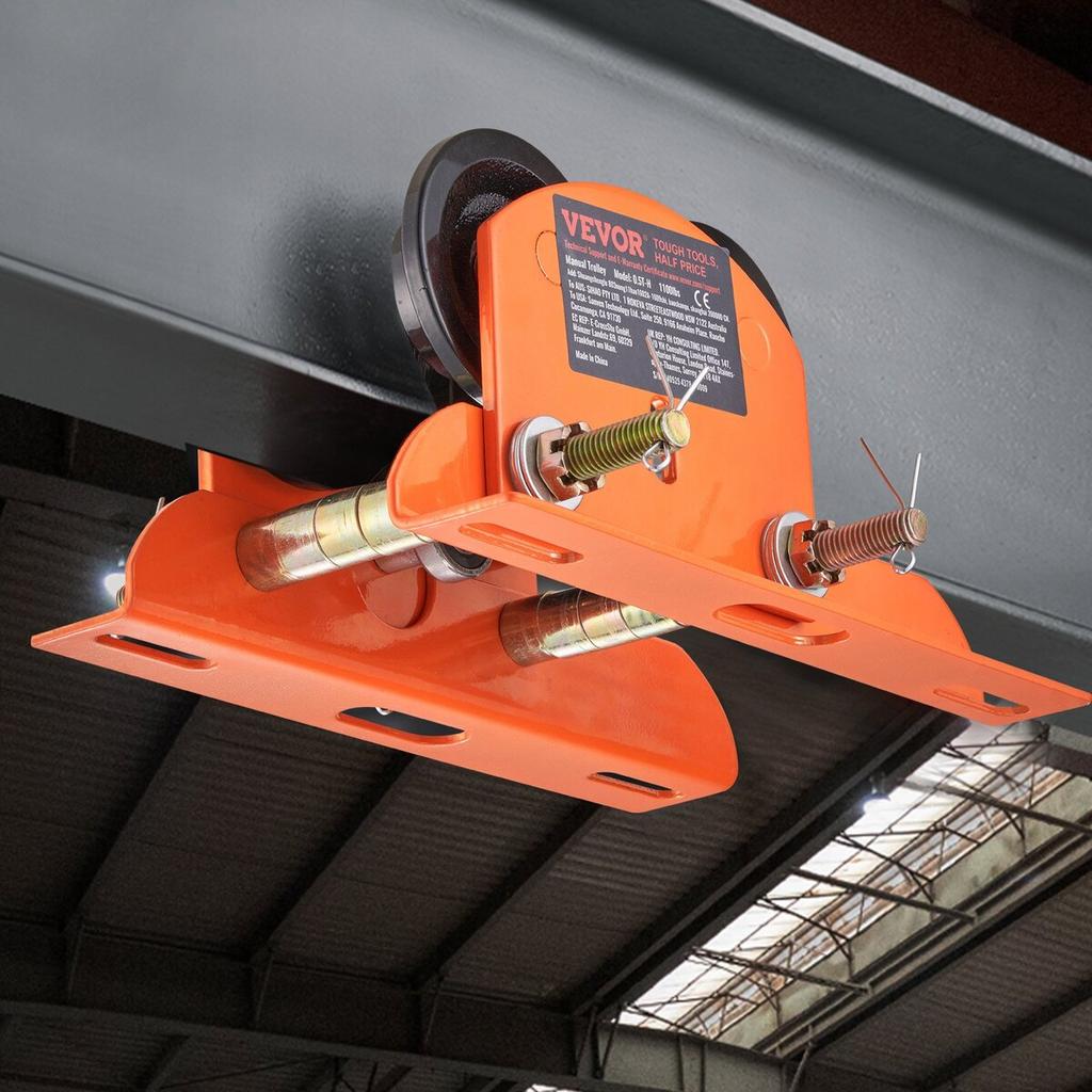 Elektrischer Hebezeug Manueller Laufkatze, 1100 lbs/0,5 Tonnen Tragfähigkeit für PA200 PA250 PA300 PA400 PA500, Schiebebalken-Laufkatze mit Doppelrädern, 2,36"-4,72" Verstellbar