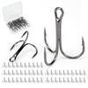 Piscorush 50pcs Triple Hook Set Treble Hook with Case Round