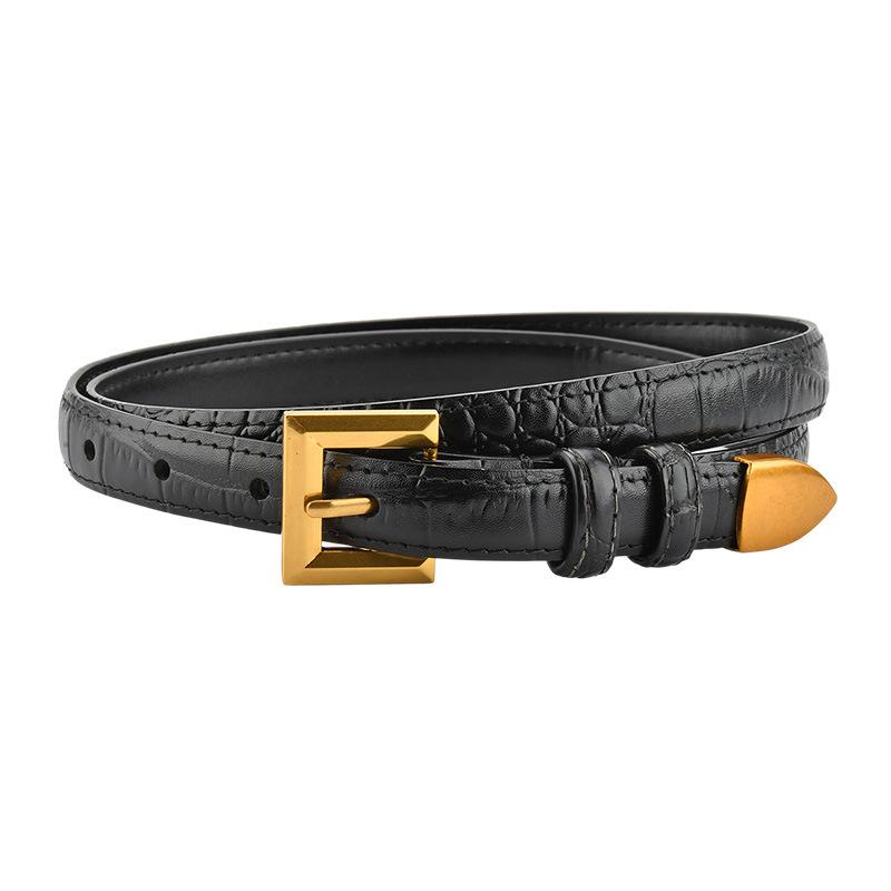 

Новый пояс из натуральной кожи с тиснением под крокодила для женщин, простой ретро корейский пояс для женщин, студентов, модное украшение 105cm