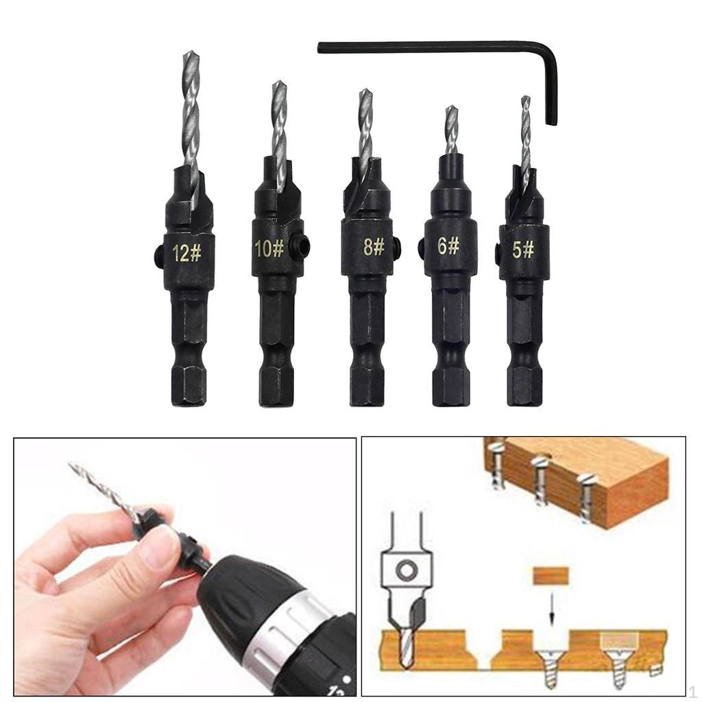 Countersink Set with Hex Shank Woodworking