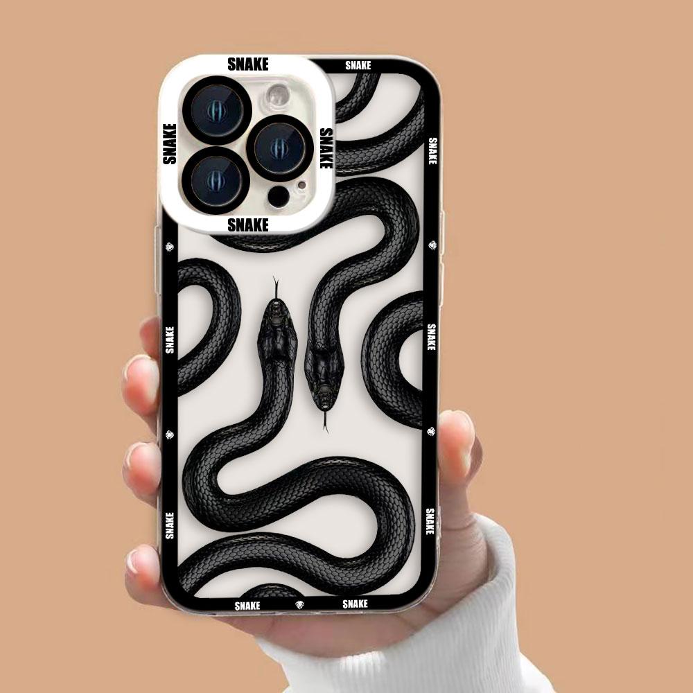 Black Purple Red Gold Snake Cover Clear Phone Case For Redmi Note 15 14 13 12 12S 11 11T 11S 10 9 10S 9S 8 Pro Plus Case Shell