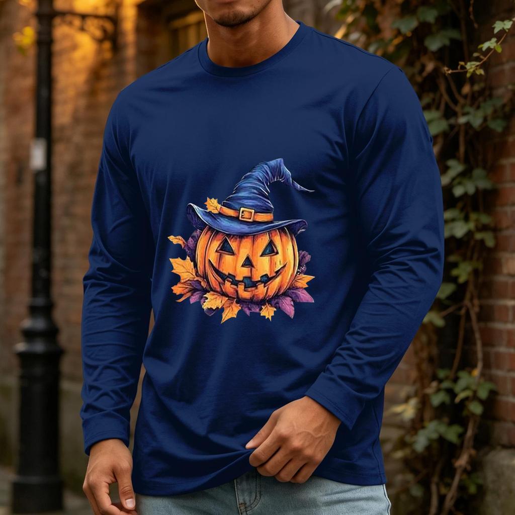T-shirt Pull Longues Manches Col Rond Décontracté pour Homme pour Fête et Vacances d'Halloween