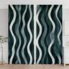 2pcs Dark Green Gradient Wavy Curtain with Simple Style   Living Room   Bedroom   Pull Rod Pocket   Window Decoration