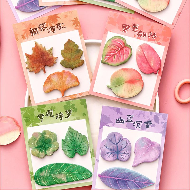 1 Piece Kawaii Stationery Natural Plant Leaf Sticky Note Memo Pad Office Planner Sticker School Supplies