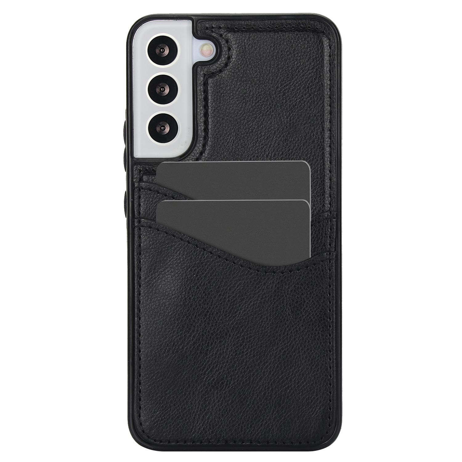 

For Samsung Galaxy S22+ 5G Multifunction Phone Shell Card Slot PU+TPU Mobile Phone Case Black