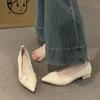 Women Pointed Toe High Heels 2026 Spring/Summer Square Heels Shallow Mouth Fashion Elegant Pumps Outdoor French Zapatos De Mujer