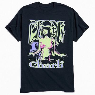 T-shirt Unisexe Noir en Coton Épais - Tournée Mondiale de Charli XCX