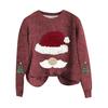 Women Sweatshirt 3D Santa Hat Printing Round Neck Loose Thick Pulliver Knitted New Year Winter Top Keep Warm Outdoor School Work Sweatshirt