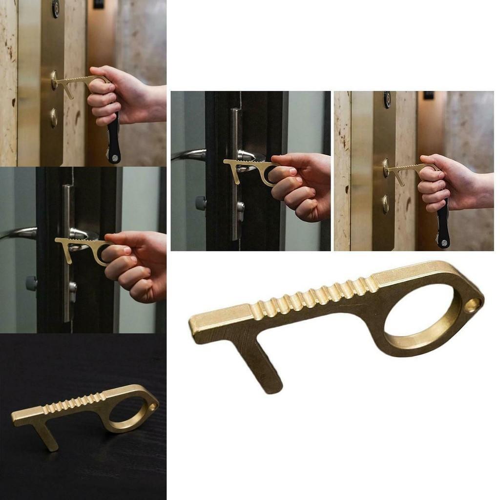 Portable Contactless Safety Door Opener Golden Alloy Key For No Touch Convenience