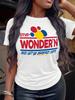 Trendiges Street Style Slogan Print Damen Color Block Lockere Passform T-Shirt