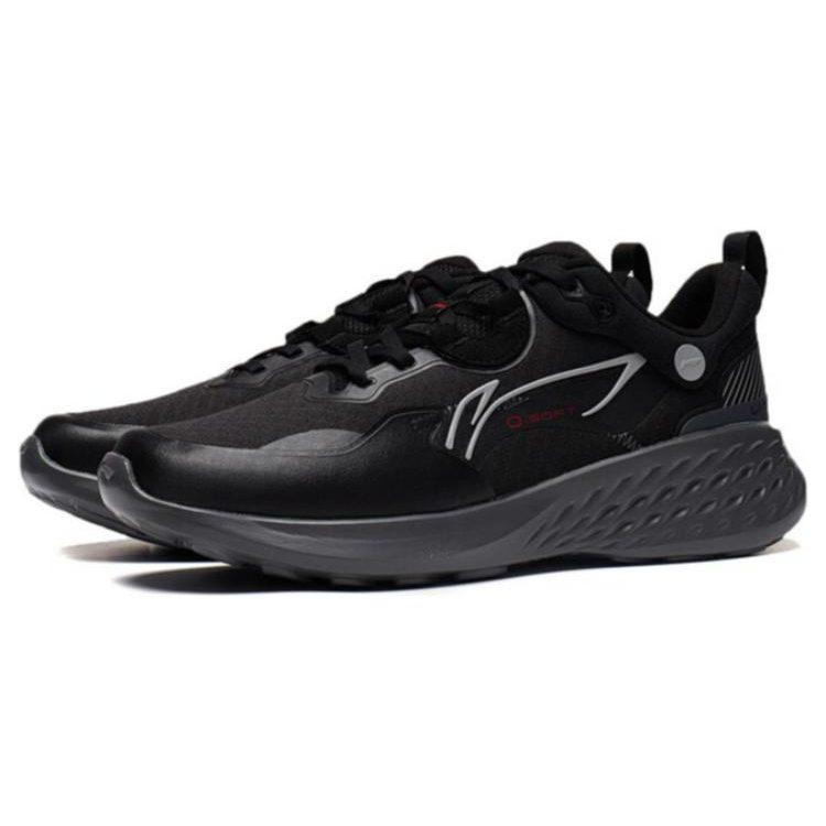 Li Ning Soft Element Slip Resistant, Abrasion Resistant, Breathable Low top Sports Casual Shoes Men's Black AGLT007-2