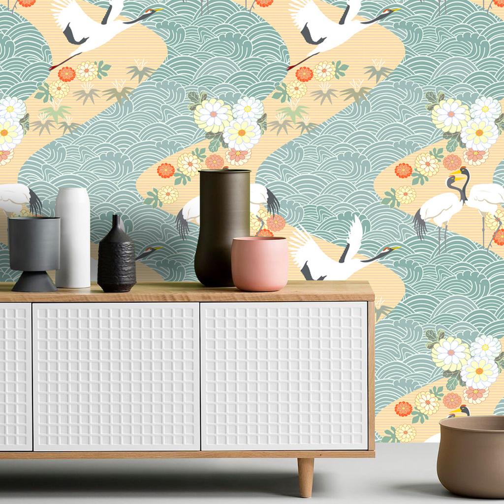 Chinesisch Rot Floral Abziehen und Aufkleben Tapete Abnehmbares Vinyl Selbstklebende Wandrenovierungsaufkleber Heimdekor Tapeten