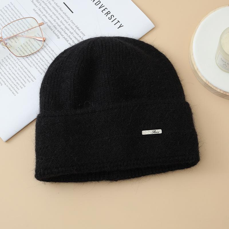 Women's Wool Hats with Autumn and Winter Versatile Thickened Warm and Cold Knitted Hats Showing Face and Ear Protection Cold Hats