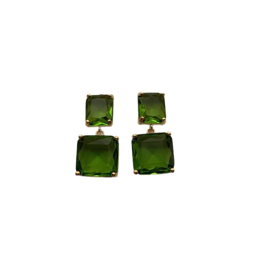 Double-Layer Square Crystal Earrings, Earrings, Resin Translucent Niche Design, High-End Sense, Exquisite And Transparent Earrings.