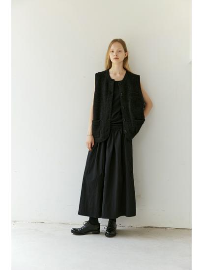 Tencel Cotton Linen Textured Elastic Waist Wide Leg Skirt Pants - 2026 Spring/Summer Collection Medium чёрный/древесный уголь