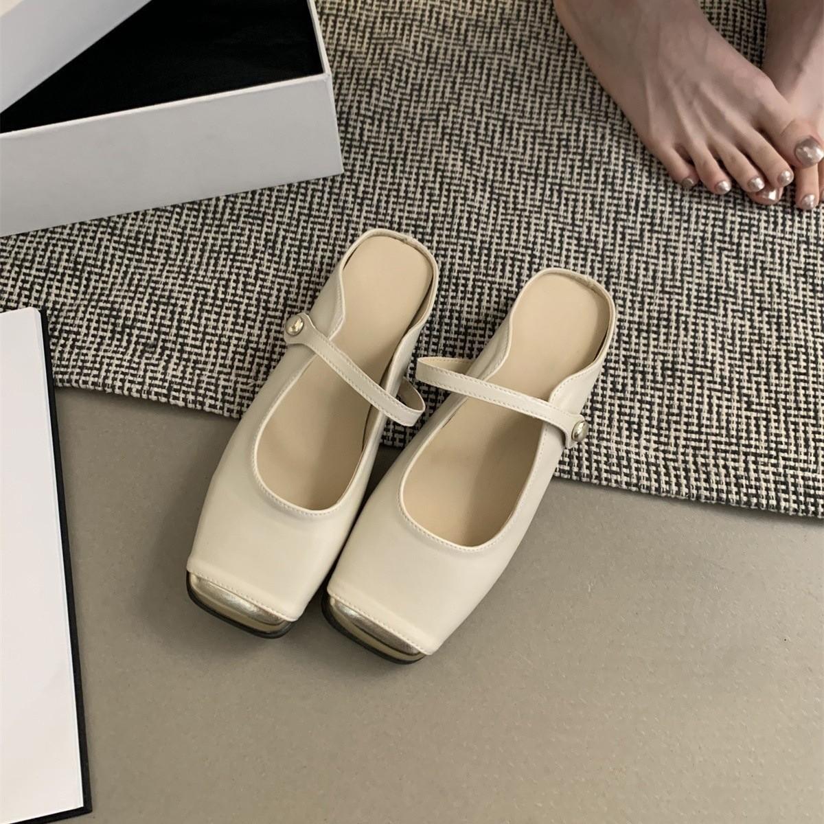 

Женские полутапочки-мешки, женская летняя одежда в стиле феи, новая корейская версия французского вечернего стиля, повседневные туфли на плоской подошве Mueller 35 абрикосовый