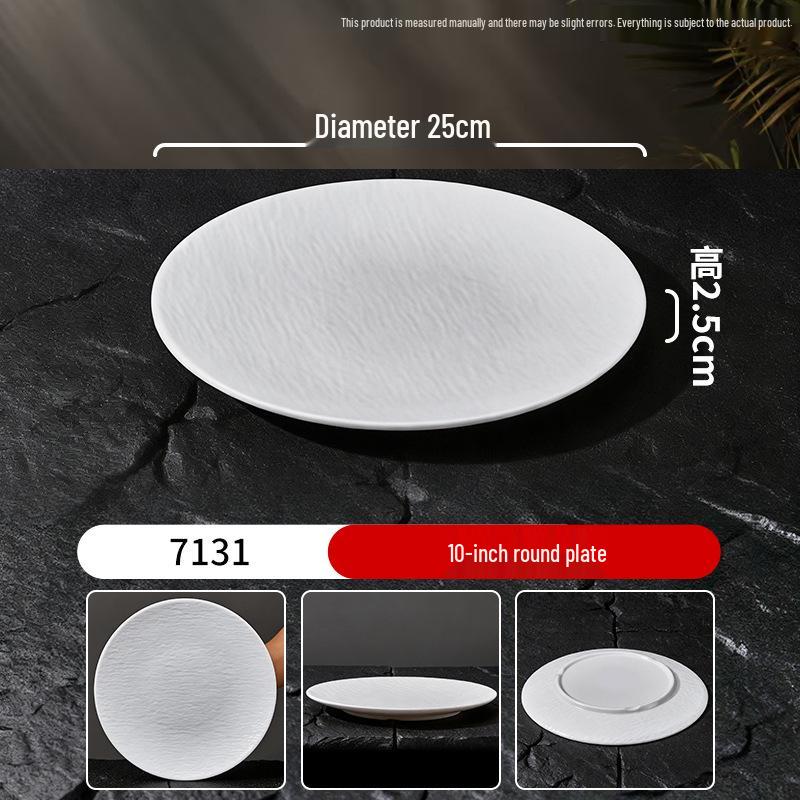 Assiette Plate Blanche Imitation Porcelaine en Mélamine - Ronde Buffet, Fondue, Dessert, Steak, Vaisselle d'Hôtel Commerciale.
