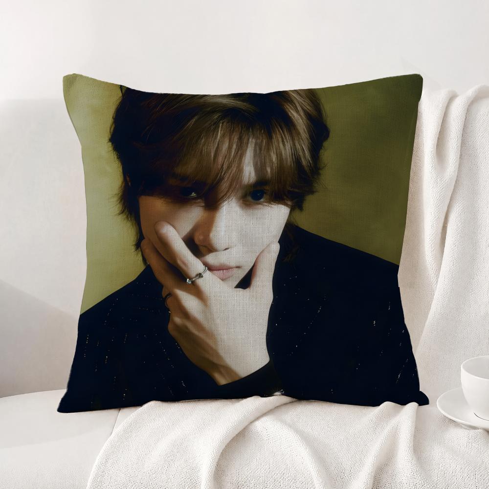 Kpop Taemin Cushion Cover Natural Linen Pillowcase Set AllinOne Decor Cushion Cover for Sofa Bedroom Chair