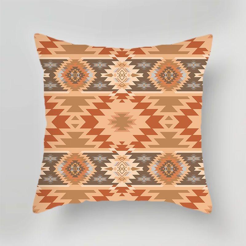 Ethnic Style Geometric Pattern Square Polyester Pillowcase Sofa Living Room Cushion Cover Bedroom Bedside Pillow Cover