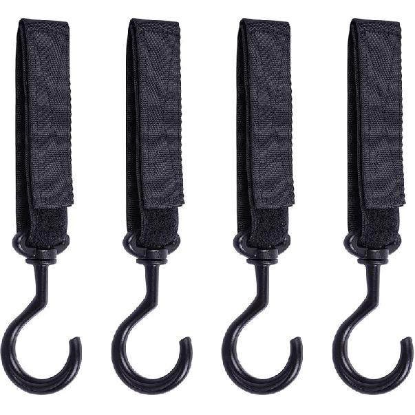 Wisdompro Car Seat Headrest Hook, 4 Pack Multi-Purpose Hanger for Handbag, Purse, Coat, Clothes & Grocery Bag - Black