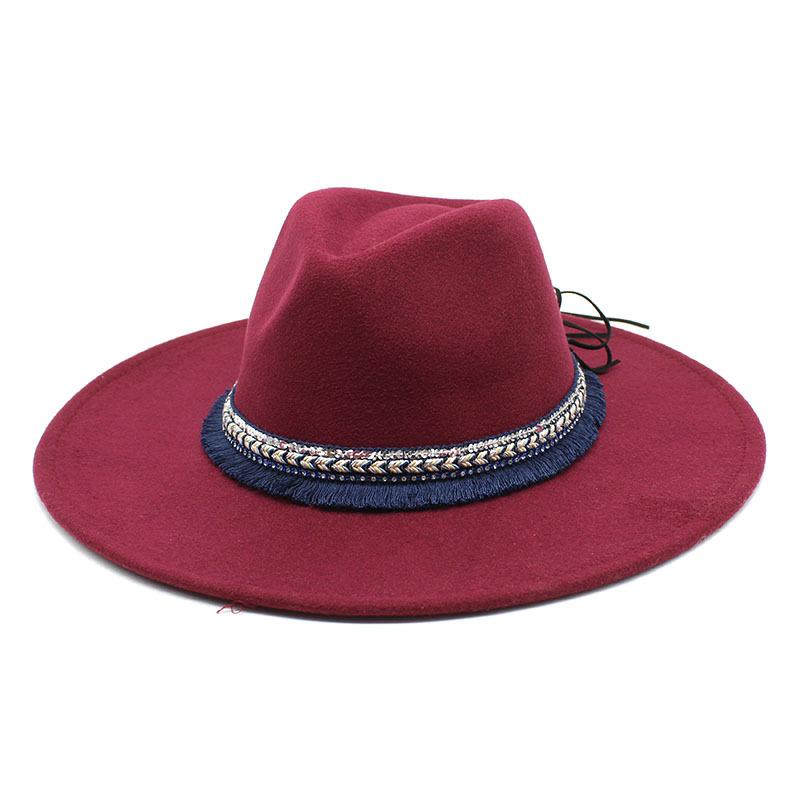 Pfirsichherz Top 9,5 cm Breite Krempe Zylinderhut Ethnischer Stil Accessoires Jazzhut Kaschmir Filzhut Gentleman- und Damenhut