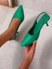 Fashion 2025 Summer Women Heels Sandals Red Pointed Slingback Sandals Shoes Green Black Kitten Heels Party Prom Ladies Stilettos tacones