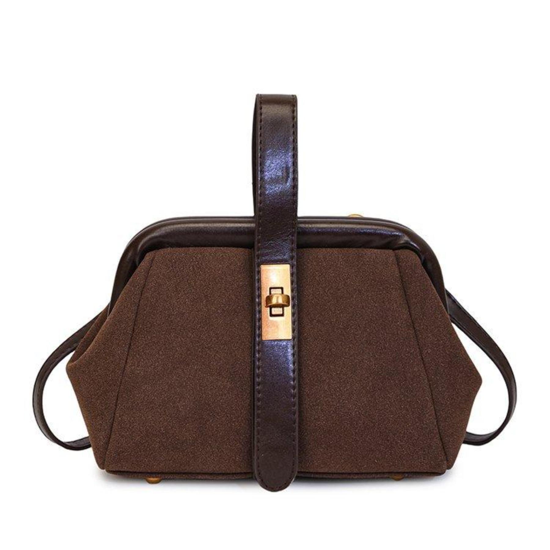 

Sense of Luxury Solid Faux Suede and PU Frame Shoulder and Crossbody Bags Unique Design Handbags for Women