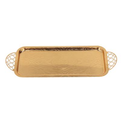 Serving Tray Gold Retro Light Luxury Oblong Water Cup Tea Cup Fruit Tray with Star Handle for Home